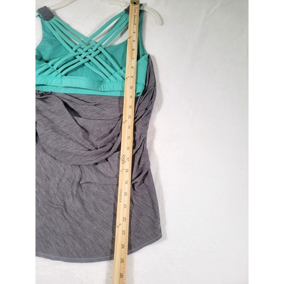 Lululemon Wild Tank Top Built in Cross Strap Bra Draped Back Gray Green Womens 6 - Picture 10 of 10